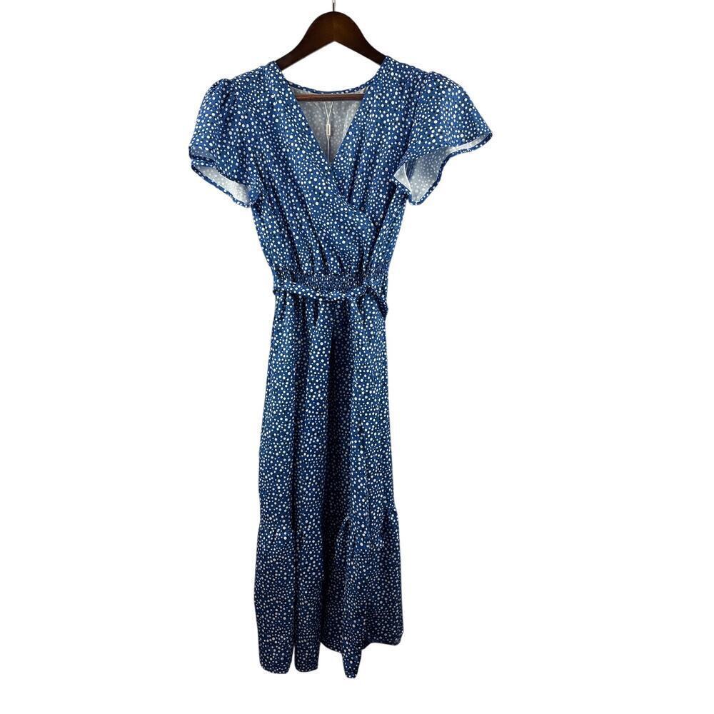 Women’s Xieerduo Fashion Medium Blue Polka Dot Summer Dress